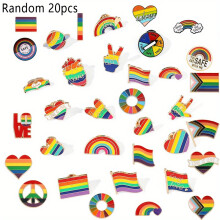 20pcs Random Hair Creative Cartoon DIY Seven Rainbow Metal Pin For Men Clothes Decoration Accessories Backpack Hat Holiday Party Accessories