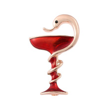Creative Flexible Snake Wine Cup Metal Drop Oil Brooch Ornaments Pin Clothing Accessories For Men