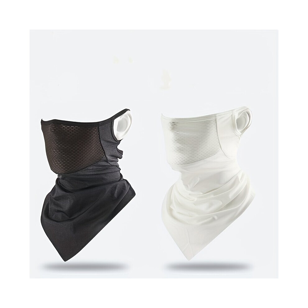 1Pc Ear Hook Neck Gaiter Solid Unisex Balaclava Dustproof Mask Breathable Face Covering For Hiking Cycling Bicycle 885664449859