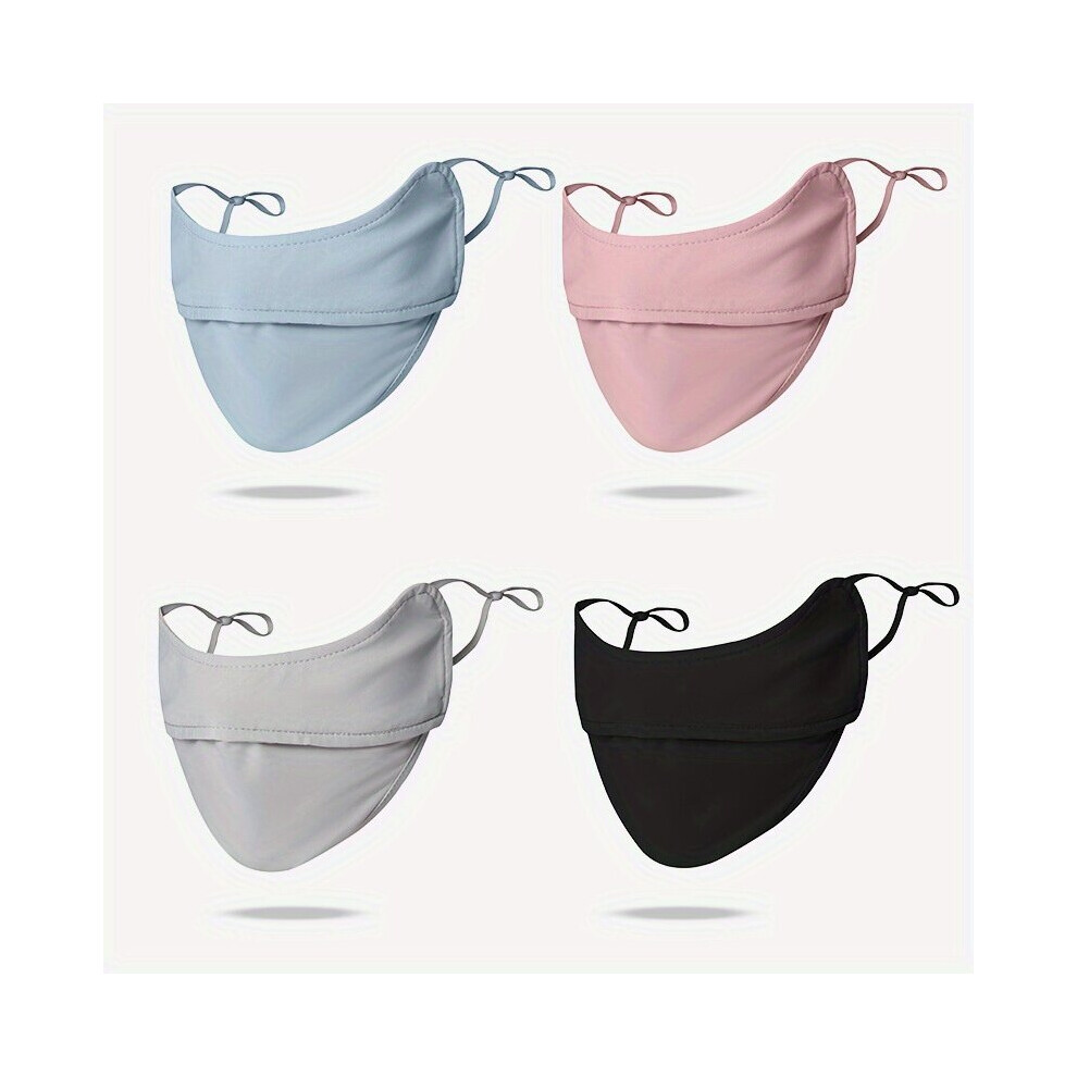 1pc Sunscreen Face Mask Solid Ice Silk Mask Washable Reusable Mask Outdoor UV Protection Face Covering