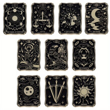 5 7 8 10pcs Tarot Enamel Pins Sun Moon Stars Dark Witch Brooches Lapel Badges Punk Gothic Jewelry Gift For Friends Men