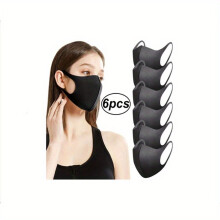 6 Pcs Face Covering With Elastic Ear Loop 3D Full Face Cover Dustproof Unisex Washable Reusable Soft Mask For Men Women