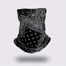 Letter Paisley Print Mask Breathable Face Covering Casual Elastic Neck Gaiter Casual Elastic Veil Sunscreen Ear Hook Mask Infinity Scarf