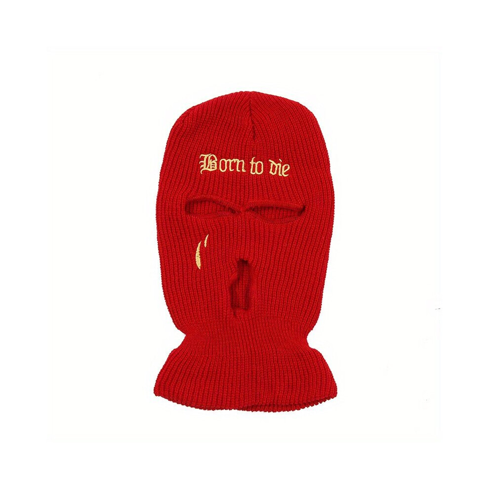 Letter Embroidery Balaclava Ski Mask Hip Hop 3 Hole Face Mask For Cold Weather Windproof Cycling Mask Red 885664450930