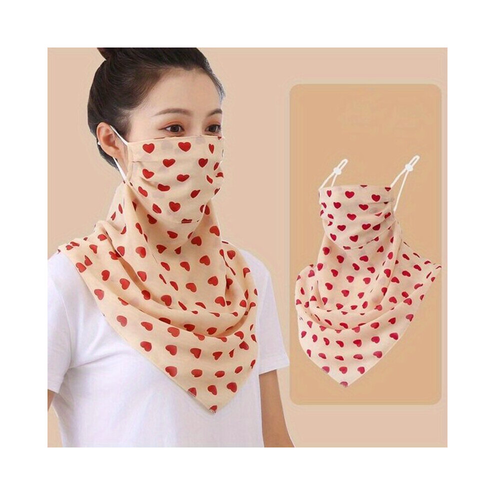 Floral Print Ear Loop Mask Elastic Sunscreen Anti Uv Face Covering Thin Breathable Neck Gaiter Casual Veil For Women 885664451128