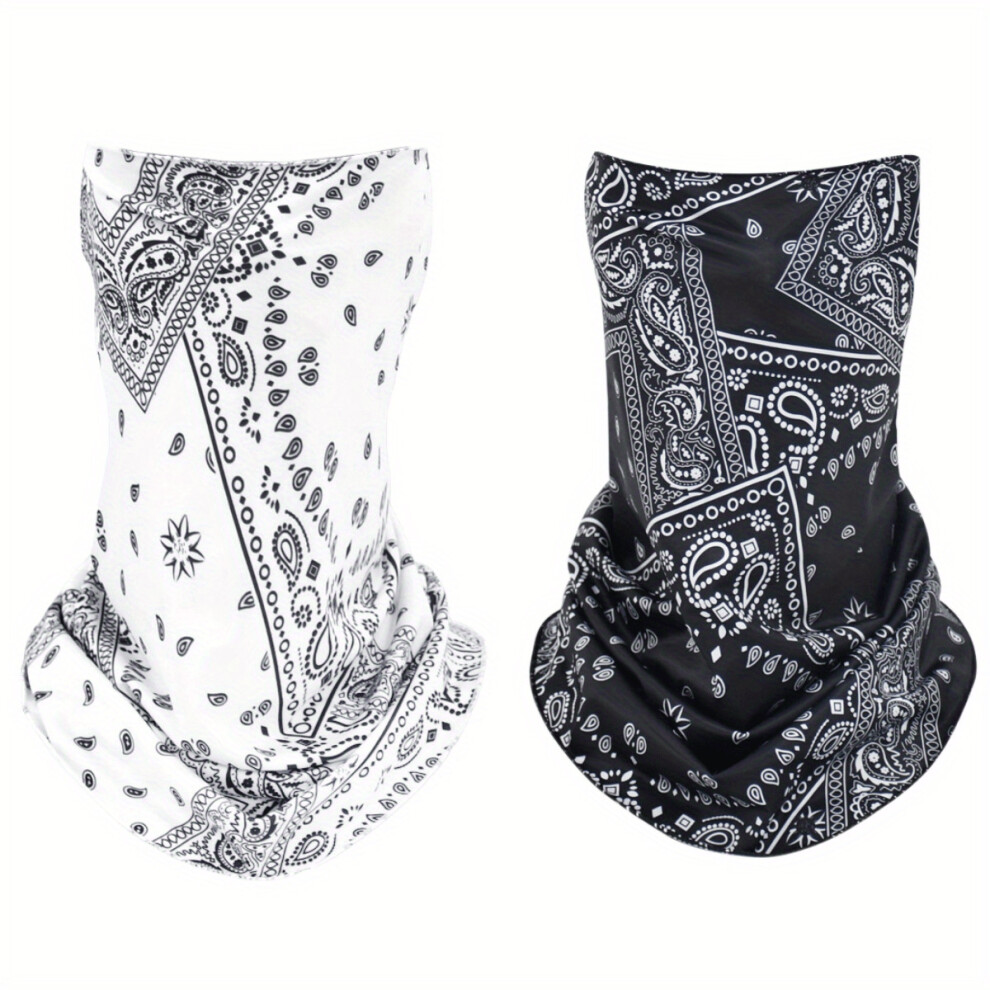 1 2Pcs Paisley Print Mask Thin Breathable Sunscreen Face Covering Unisex Balaclava Hip Hop & Neck Cycling Uv Protection Ski Mask For Women & Men Multicoloured 885664451104