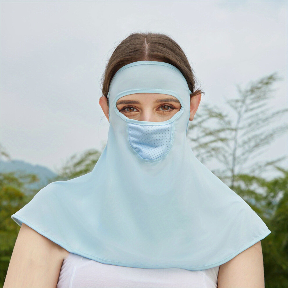 Full Face Cover Ice Mask Upf50 Uv Protection Face Covering Scarf Outdoor Cycling Dustproof Breathable Solid Neck Gaiter Ear Hook Face Mask For Women 885664450527