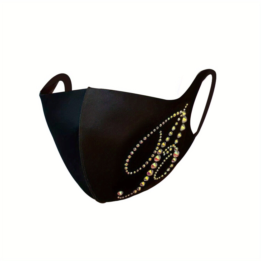 1Pc Rhinestone Letter Decor Mask Causal Breathable Dustproof Face Covering Reusable Elastic Adjustable Ear Loop Mask 885664451135