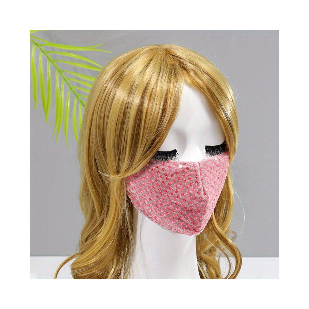 Multicoloured 1Pc Full Sequin Face Mask Reusable Washable Face Mask For Outdoor Half Face Earloop Masks