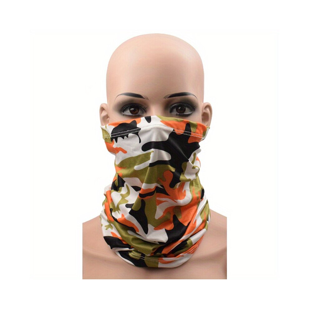1Pc Camouflage Print Mask Sunscreen Breathable Neck Gaiter Unisex Cycling Hiking Uv Protection Face Covering Elastic Ice Silk Dustproof Mask 885664450855