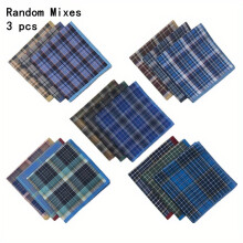 3 6 12pcs Mens Plaid Handkerchief Portable Convenient For Outdoor Dinner Party