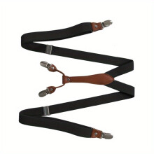 1 Set Of Adult 4 Clip Loose Elastic Suspenders Unisex Elastic Suspenders Clip Leather Head