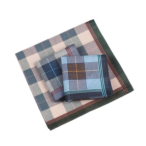 6pcs Pack Mens Soft Sweatshirt Plaid Handkerchiefs Hankies 2