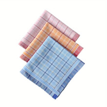 3PCS 27 Handkerchiefs Lightweight Plaid Fresh Check Series Handkerchief Is Soft And Sweat Absorbent