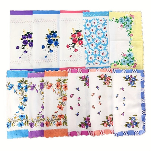6pcs 27 94 27 Κλασικό λουλούδι μαντήλι μαντήλι Lady Hanky Mix 1