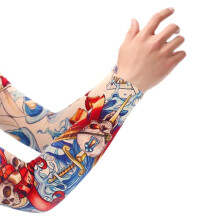 1Pair Flower Arm Tattoo Sleeves Seamless Outdoor Riding Sunscreen Arm Sleeves Sun Uv Protection Arm Warmers For Men Women