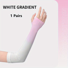 1Pair Gradient Ice Sleeve Sunscreen Arm Sleeves Arm Guard Ice Silk Covers Oversleeve UV Protection Cycling And Driving For Women Men