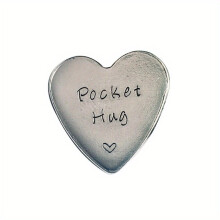 1pc Stainless Steel Pocket Hug Heart Keepsake Token Pewter Hand Stamped Pocket Token For Men