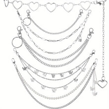 6pcs set Of Punk Jeans Chain Waist Chain layer Hip hop Rock Chain Punk Body Chain For Men