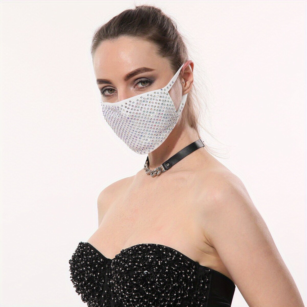 1pc Rhinestone Mask Reusable Washable Face Mask Stylish Breathable Face Covering Hip Hop Decorative Mask