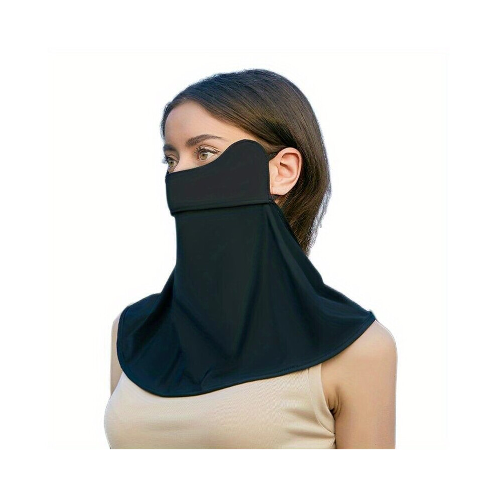 Ear Hook Sunproof Mask Solid UV Protection Face Covering Elastic Ice Silk Face Mask Casual Neck Gaiter For Summer Outdoor