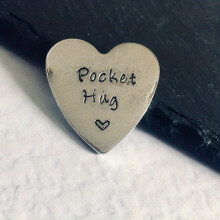 Pocket Hug Heart Keepsake Token Pewter Hand Stamped With Your Message Words Social Distance Gift Isolation Gift NHS Gift