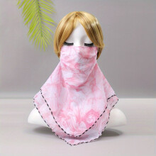 Double Layer Earloop Veil Big Flower Print Breathable Sunscreen Face Covering Casual Neck Gaiter Gauze Mask For Women