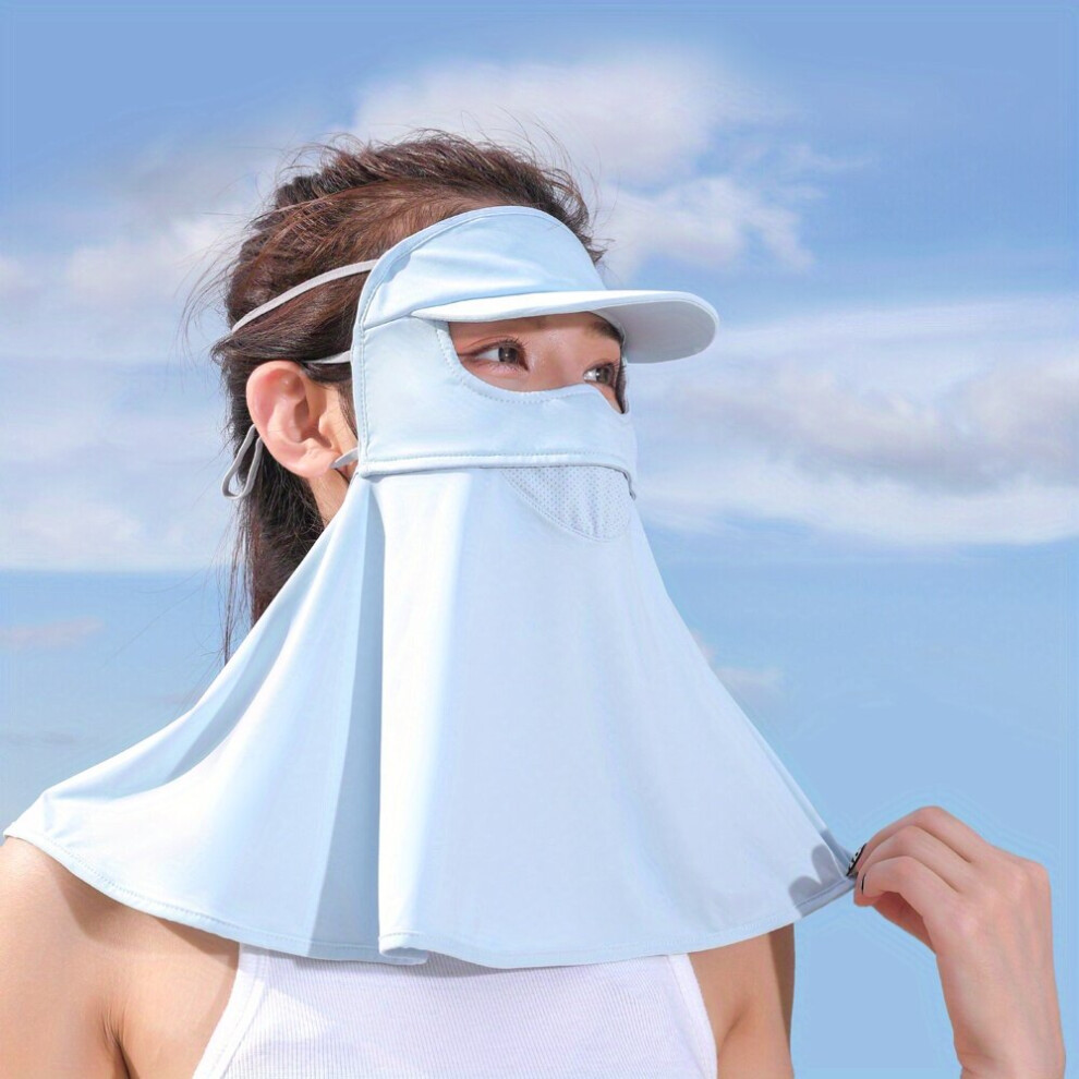 Full Cover Sunscreen Mask With Brim Solid Breathable Neck Gaiter Uv Protection Shawl Face Covering For Summer Outdoor 885664450275