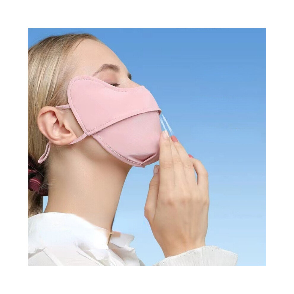 1Pc Reusable Ice Silk Face Mask Solid Summer Sunscreen Face Covering Thin Breathable Uv Protection Mask For Outdoor Cycling 885664450640