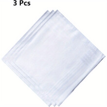 3pcs Mens 100 Handkerchief Solid Striped Handkerchief Absorbent Breathable Handkerchiefe