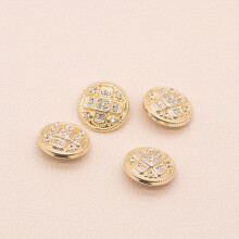 4pcs Round Inner Square Plaid Inlaid Artificial Diamond Dress Tie DIY Decorative Shirt Studs