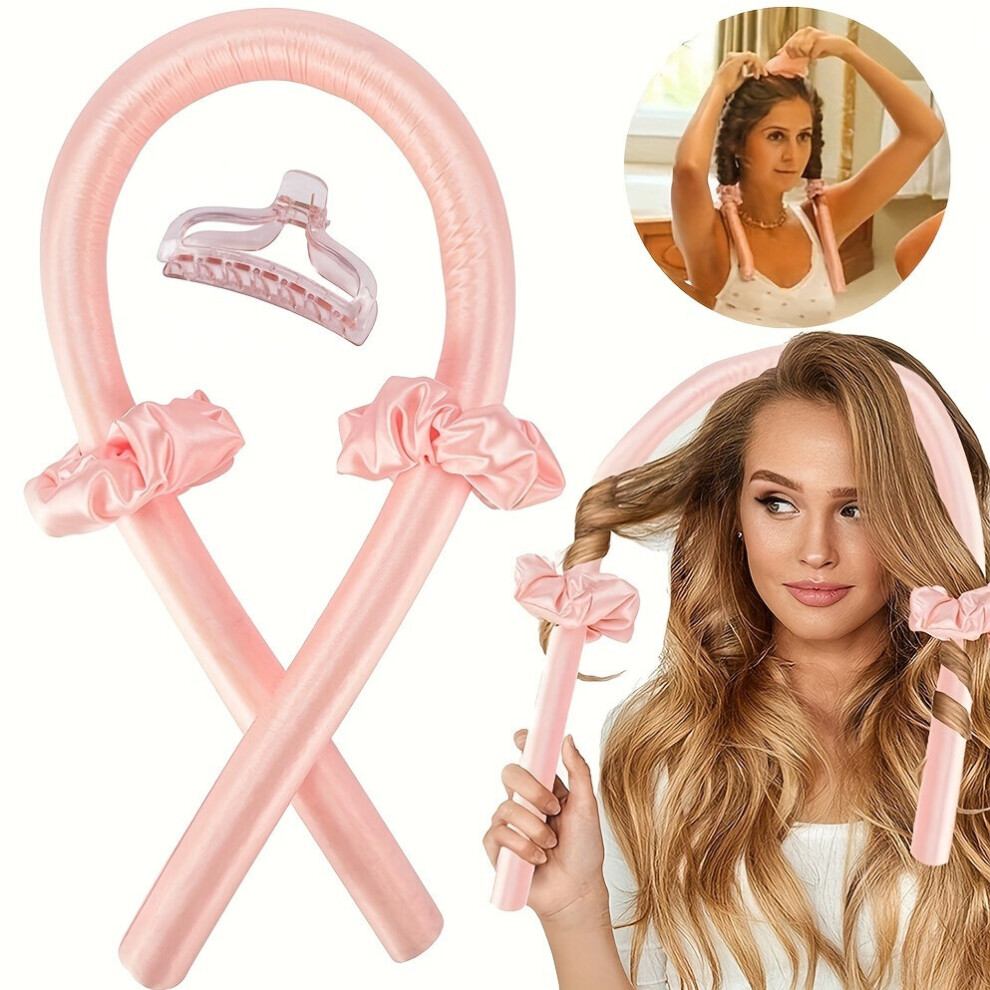 4 Pcs set Heatless Curling Rod Headbands Hair Roller Silk Curling Ribbon Headband Set With Curling Rod Hair Scrunchie Hair Clip