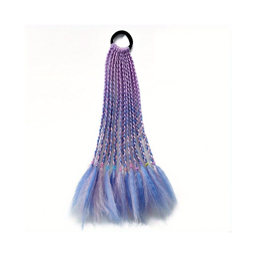 Unisex Multicoloured Colorful Braided Ponytail Wig Hair Tie Three Strand Braid Gradient Synthetic Braid Hair Rope Hair Extension Hair Accessories