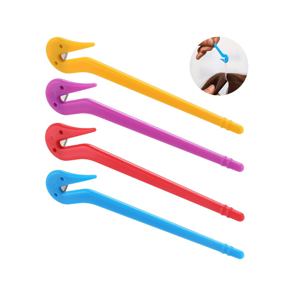 Multicoloured 4Pcs Elastic Hair Band Cutters Disposable Rubber Band Remover Hair Ties Removing Tool Styling Accessories Prevent Hair Pulling Scalp Damage