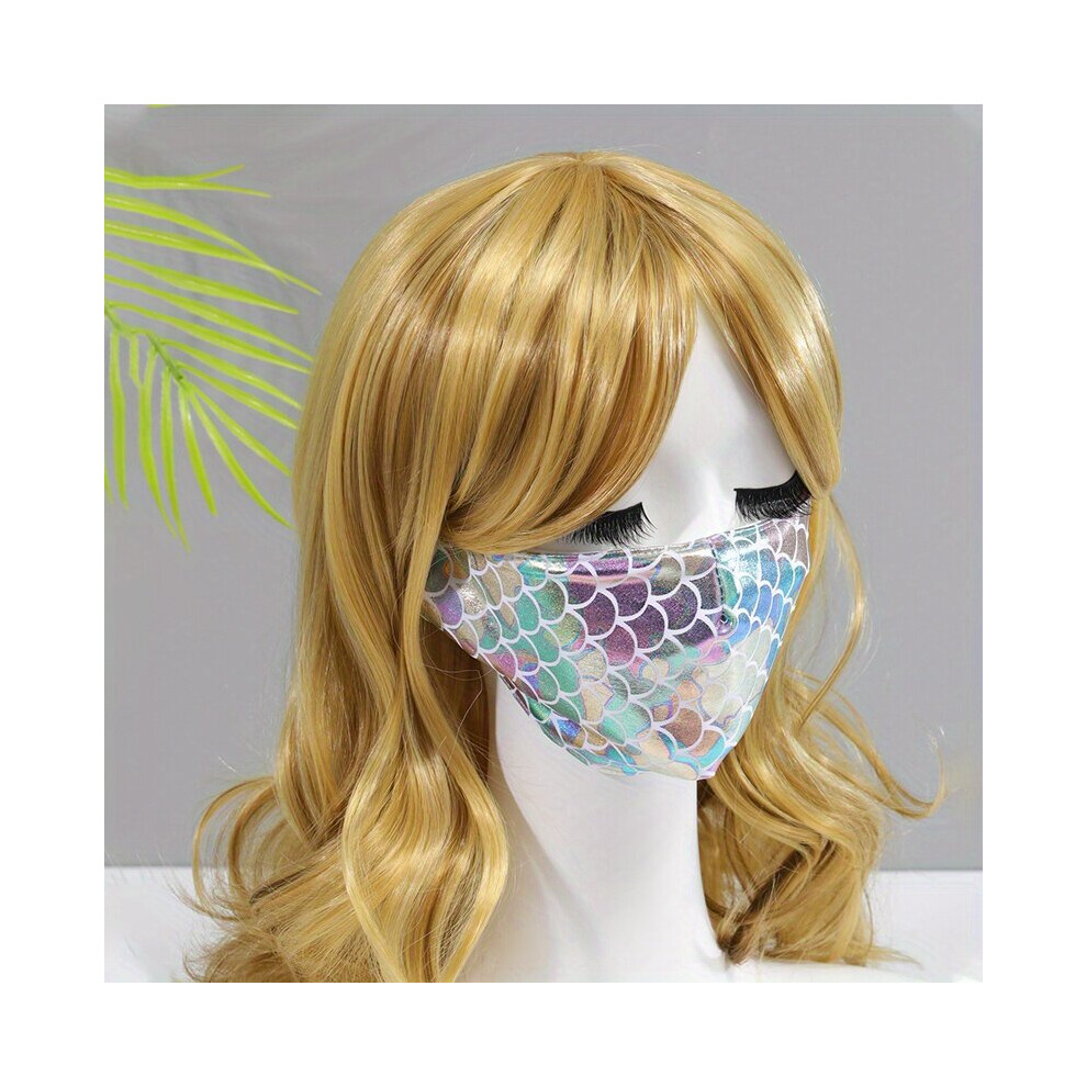1Pc Fish Scales Pattern Y2k Mask Reusable Washable Face Mask For Outdoor Half Face Earloop Masks 885664451524