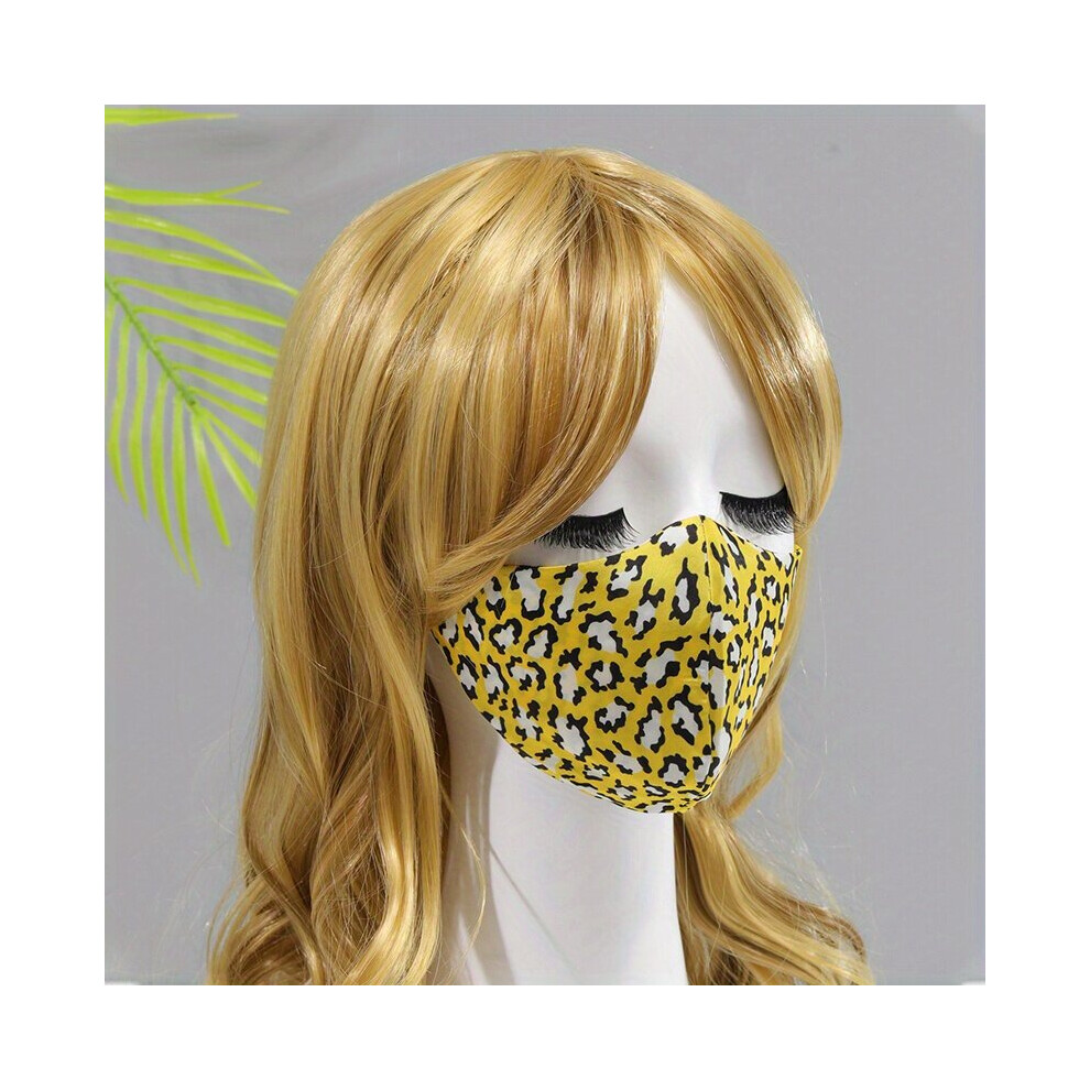1Pc Yellow Printed Face Mask Leopard Cartoon Pattern Decorative Reusable Washable Mask For Outdoor Half Face Earloop Masks 885664451296