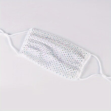 1pc Sparkly Mesh Mask Crystal Decor Solid Face Mask Double Layer Dustproof Mask For Women And Girls