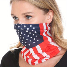 6pcs set Flag Print Neck Gaiter Elastic Balaclava Dustproof Mask Casual Bandana Face Covering