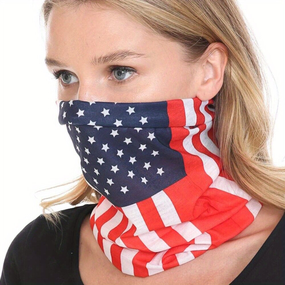 6Pcs Set Flag Print Neck Gaiter Elastic Balaclava Dustproof Mask Casual Bandana Face Covering 885664451395