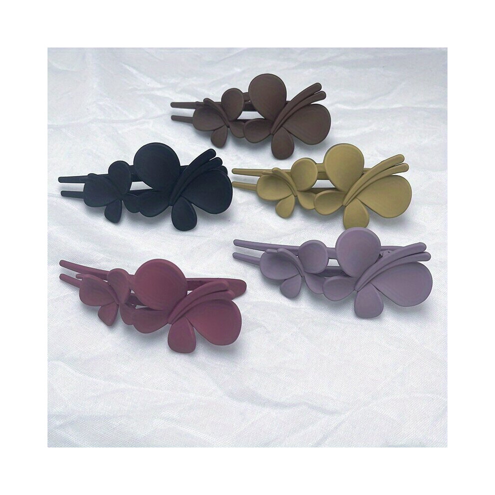 5pcs Solid Frosted Butterfly Hair Clips Sweet Duck Billed Clips Hair Barrette For Women Girls Ponytail Holder Clips Hair Accessories-image-OPC-PC2GPZB-NEW