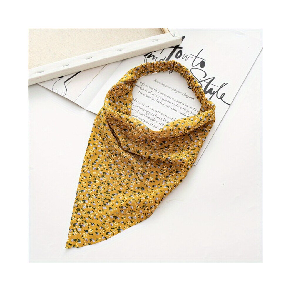 Womens Triangle Towel Elastic Hairband Floral Crackle Head Scarf Hair Band Hair Accessory Boho Style-image-OPC-PC2GQCD-NEW