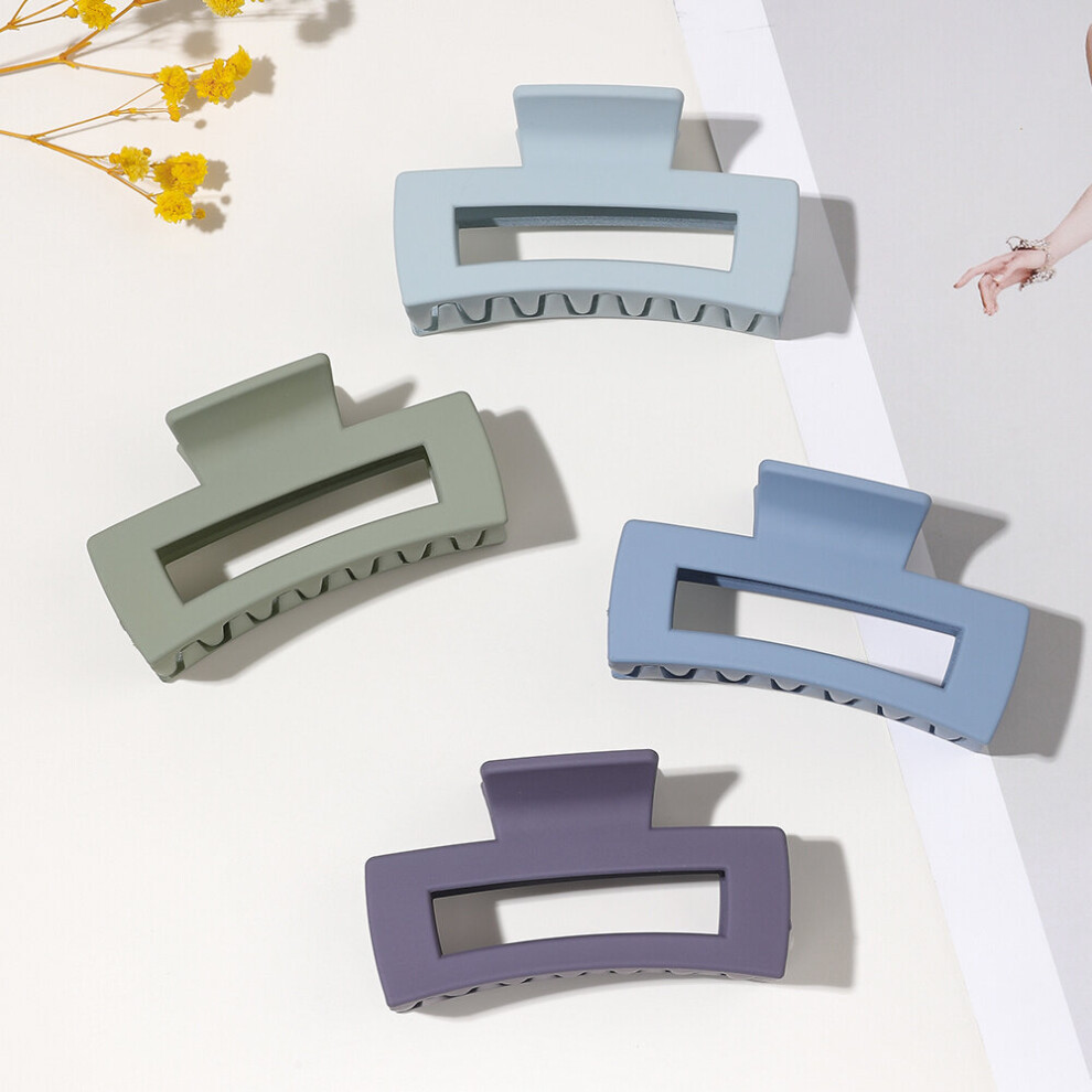 4pcs Medium Matte Hair Claw Clips Rectangle Hair Clamps Jaw Clips For Thick Hair Ponytail Holder For Women Hair Accessories-image-OPC-PC2GNPS-NEW