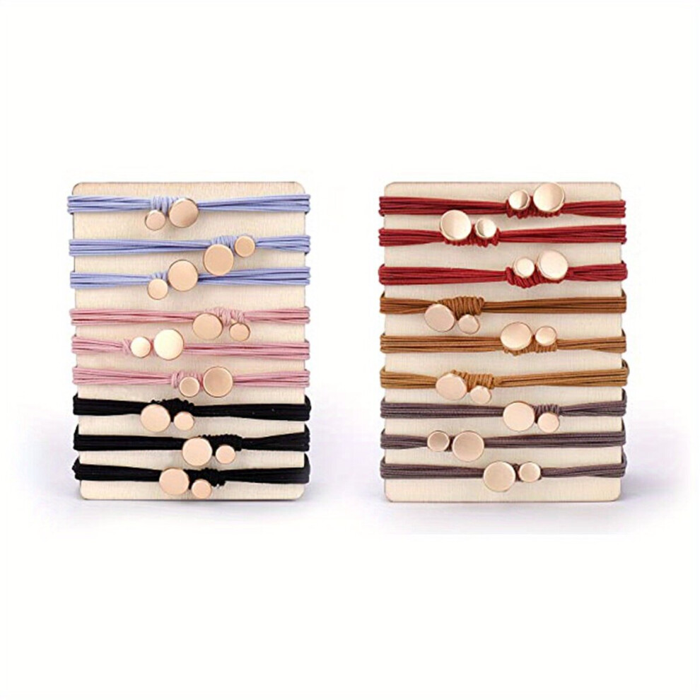 18pcs Women Girls Hair Ties Round Metal Charm Boho Style Hair Ties Not Hurt To Hair Elastic Ponytail Holder Hair Rope Hair Accessories For Thick Hair-image-OPC-PC2GNQJ-NEW
