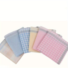 12pcs Random Handkerchief Plaid Pattern Cotton Sweating Handkerchief Breathable Hankies Lightweight Square Scarf Accessories
