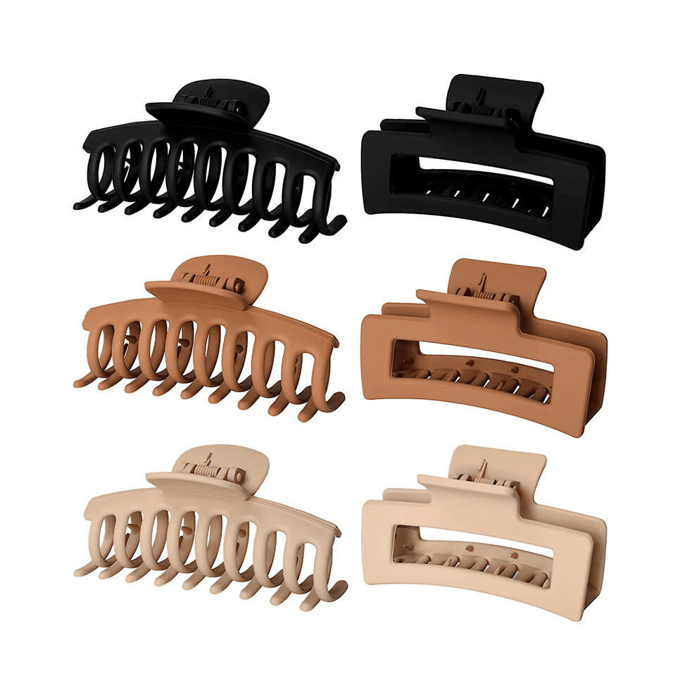 6pcs Oversize Large Hair Claw Clips For Thick Hair Big Hair Clip For Thin Hair Girls Hair Clips Claw Matte Square Hair Claws Clips-image-OPC-PC2GRC2-NEW