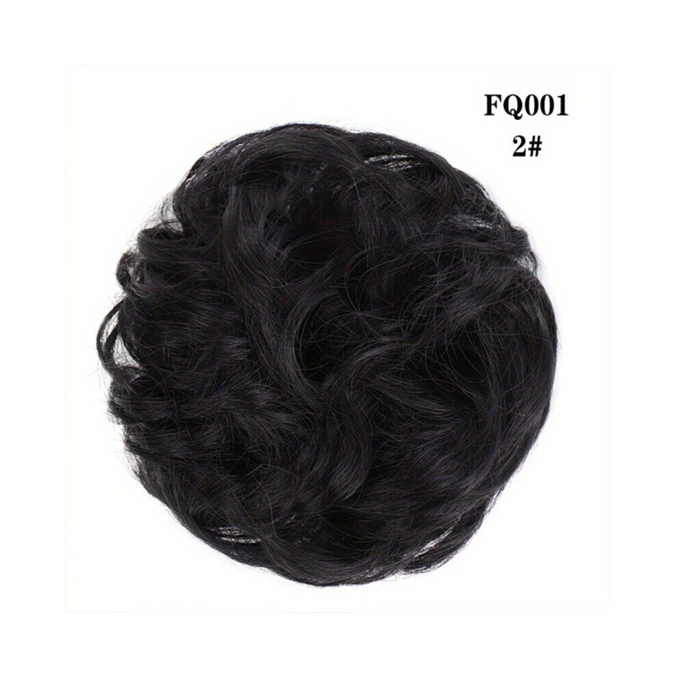 Unisex Brown,Multicoloured Curly Synthetic Messy Chignon With Rubber Band Hair Extensions Brown Donut Hair Bun Fiber Hairpieces