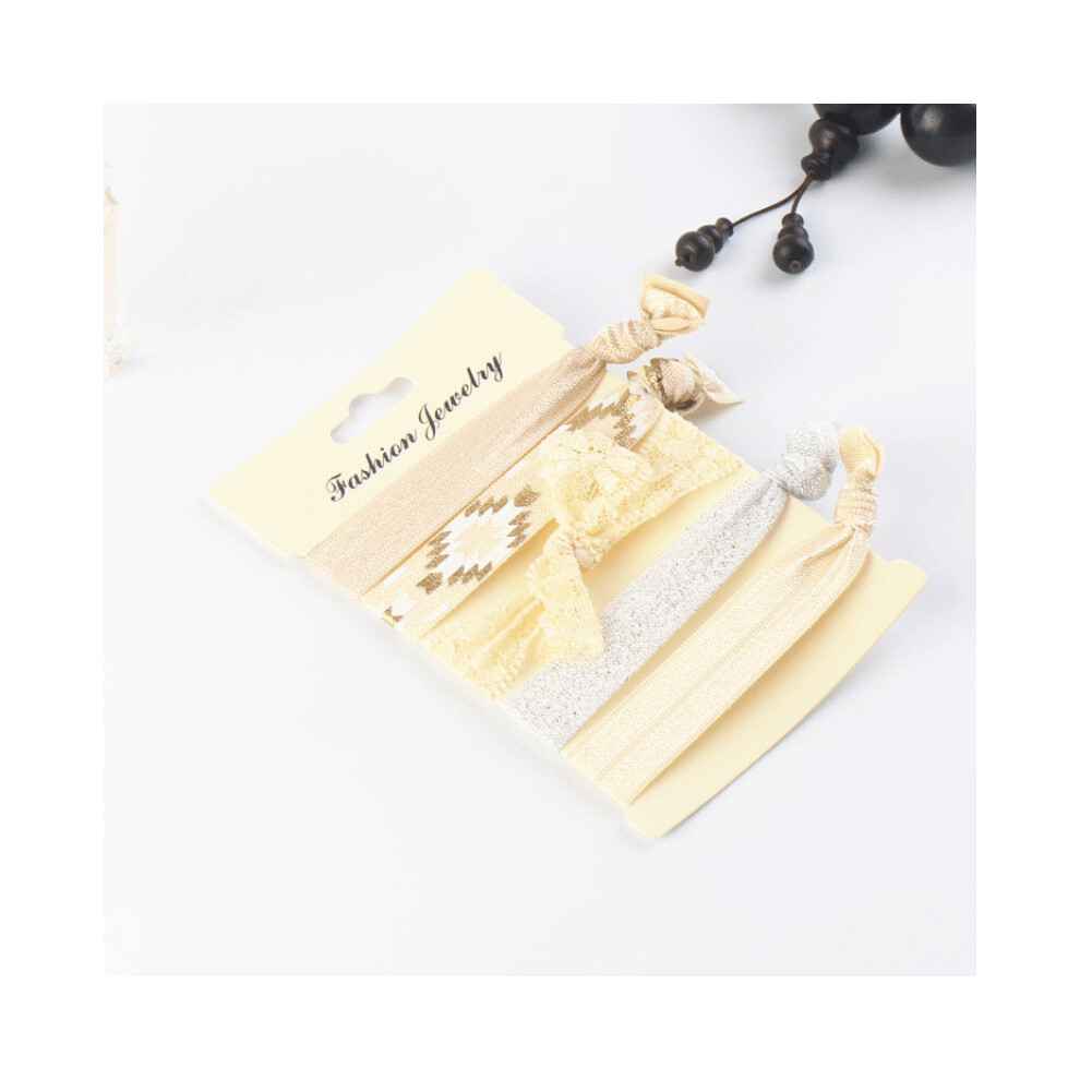 5pcs Wide Knotted Hair Tie Bracelet Style Hair Rope Lace Hair Ring Elastic Ponytail Holder Hair Accessories For Women Girls-image-OPC-PC2GYD9-NEW
