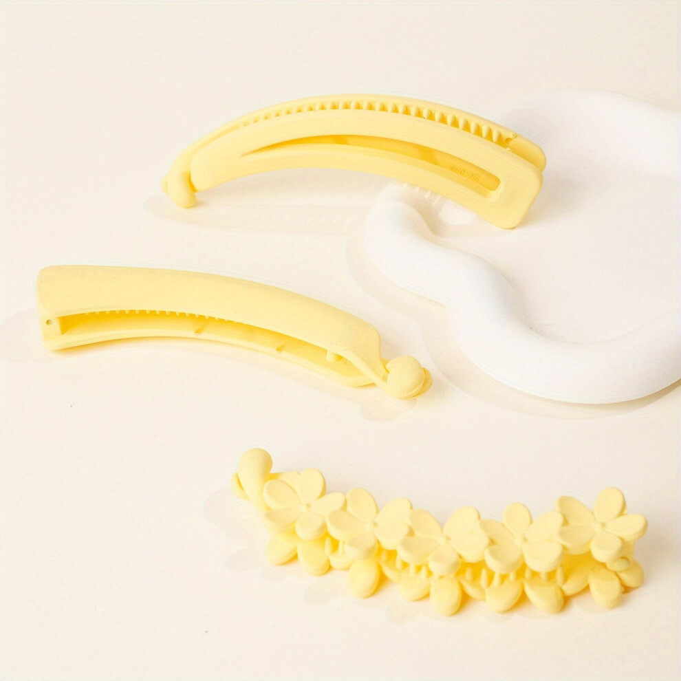 3pcs Lemon Yellow Sets Pure Frosted Banana Clips Womens Side Clips Hair Accessories-image-OPC-PC2H52W-NEW
