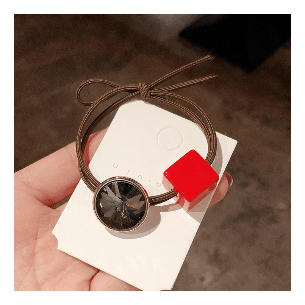 Hair Rope Candy Square Hair Ring Rhinestone Womens Rubber Band Hair Accessories-image-OPC-PC2H7JB-NEW