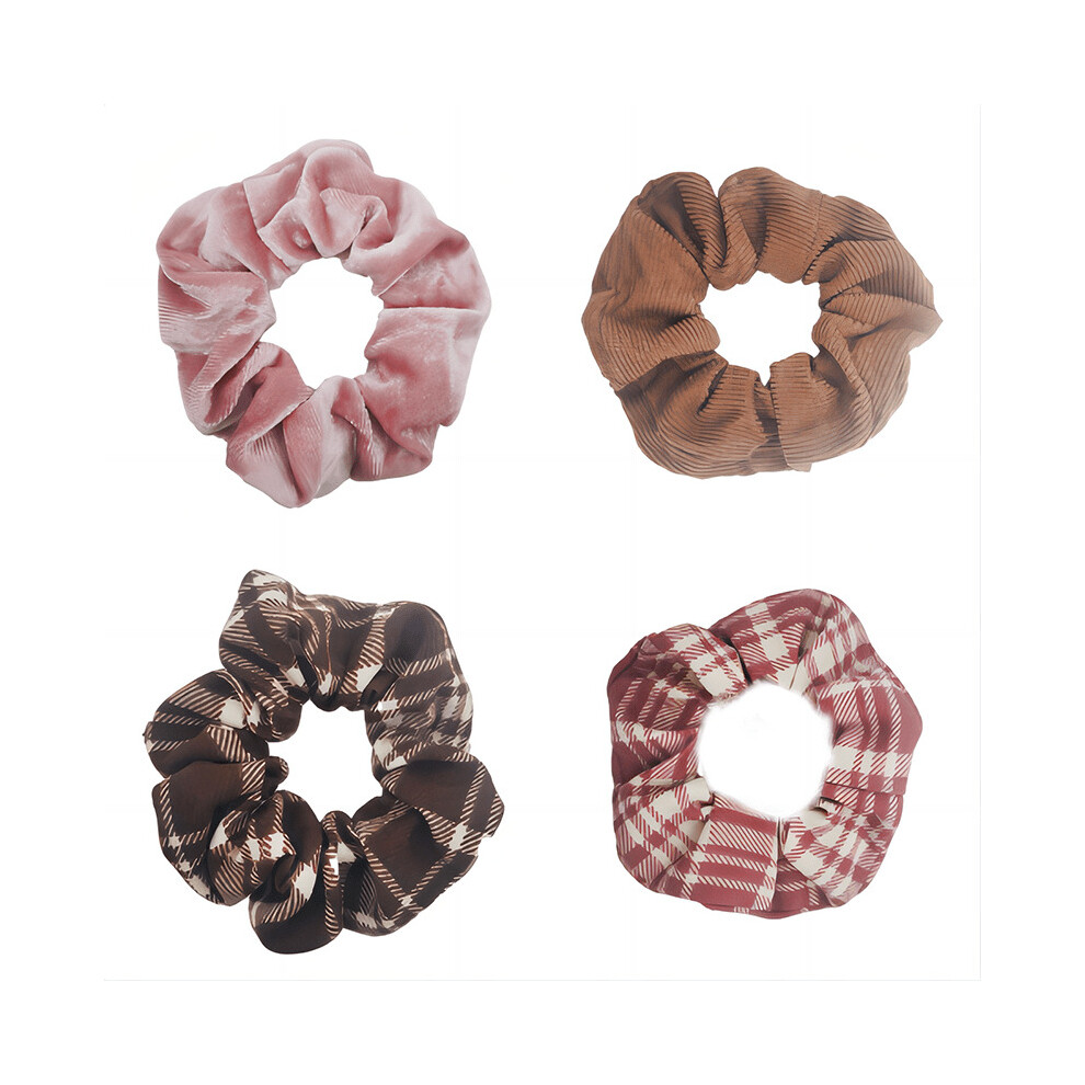4pcs Plaid Pattern Scrunchie Hair Tie Thick Elastic Hair Rope Retro Hair Accessories-image-OPC-PC2H7R8-NEW
